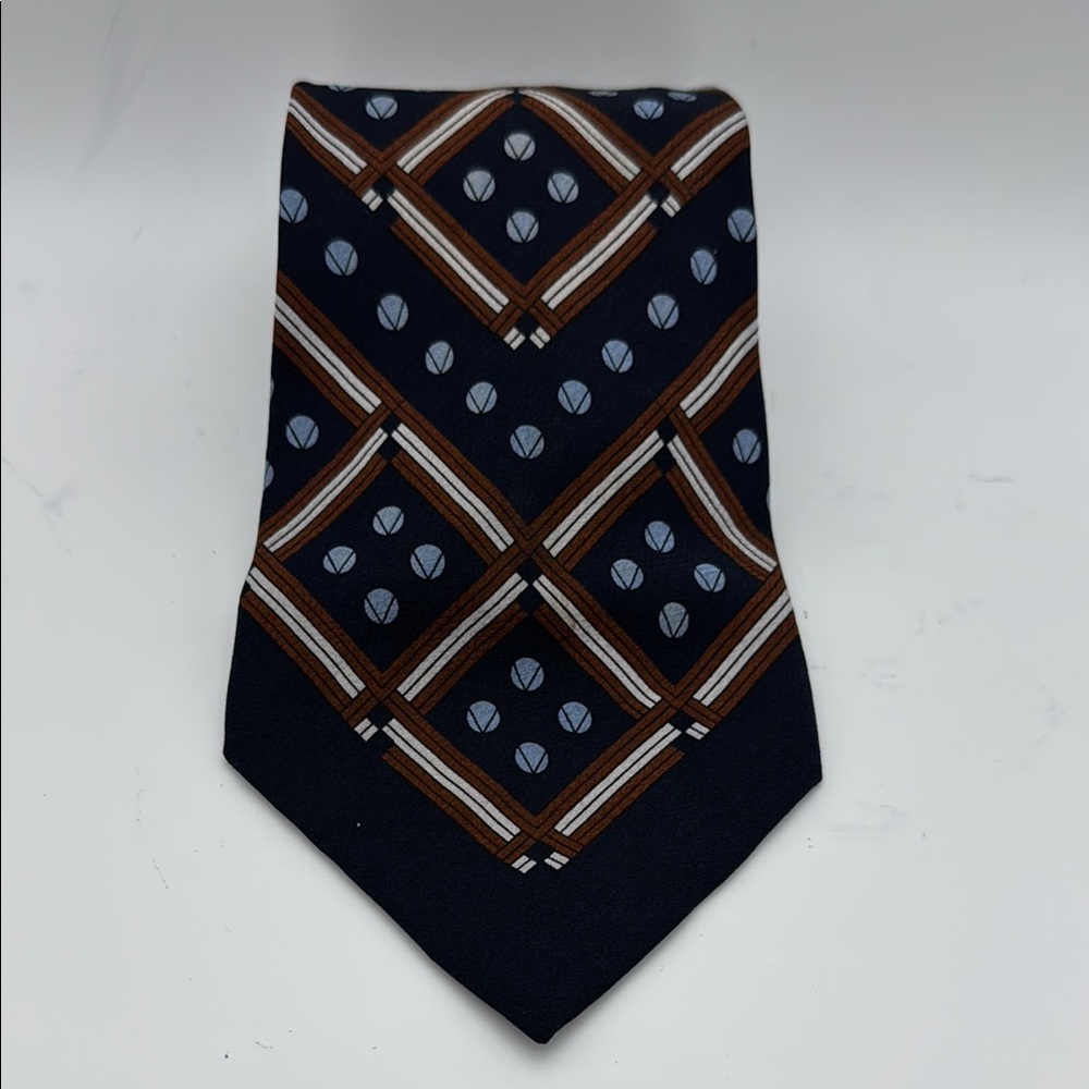 Valentino Black and Brown Geometric‎ Silk Tie
